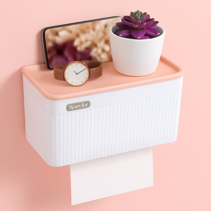 Wall-Mounted Waterproof Toilet Paper Holder with Storage Tray