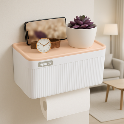 Wall-Mounted Waterproof Toilet Paper Holder with Storage Tray