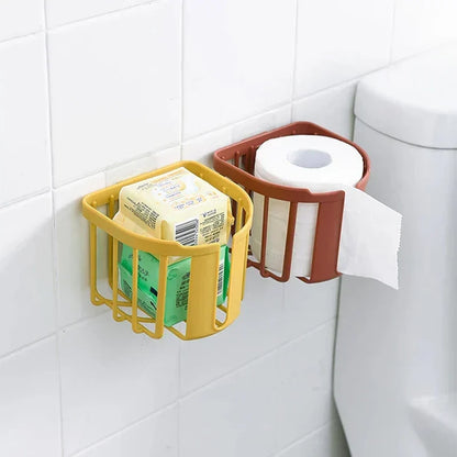Punch-Free Wall-Mounted Toilet Paper Holder with Shelf