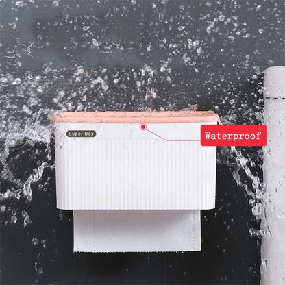 Wall-Mounted Waterproof Toilet Paper Holder with Storage Tray