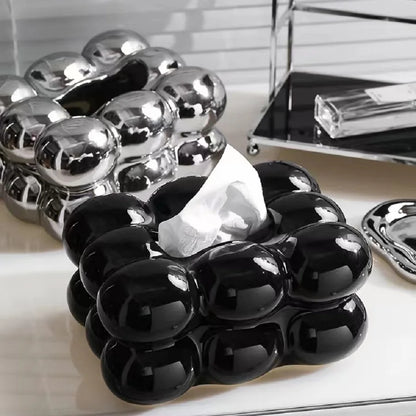 Ceramic Tissue Box with Drawer – Cotton Candy Style Holder